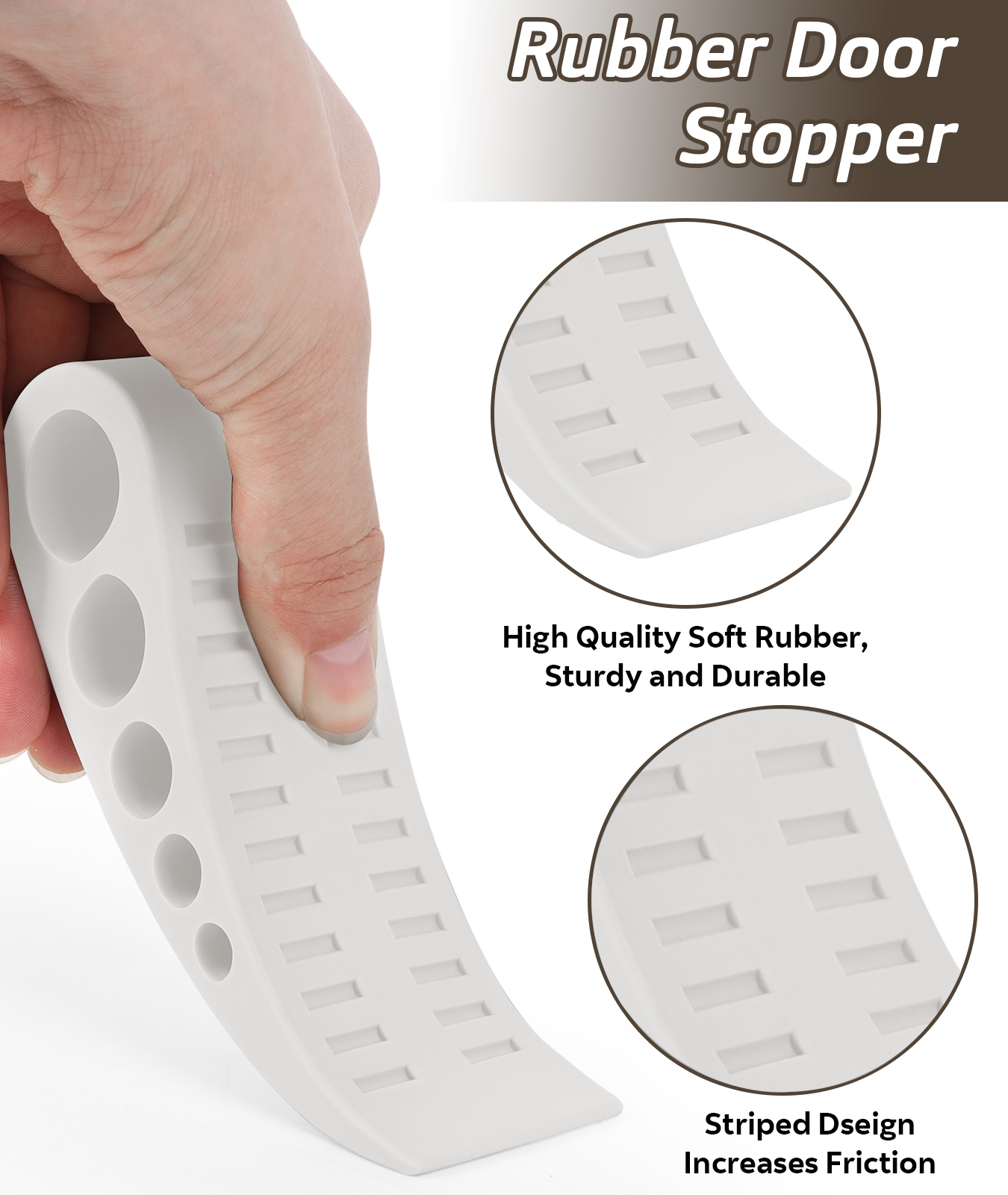 4 Pack Door Stops for Bottom of Door, Rubber Door Stopper Wedge with Holder, Door Holder to Keep Door Open, Wall Protector for Home & Office & School, White - Image 4