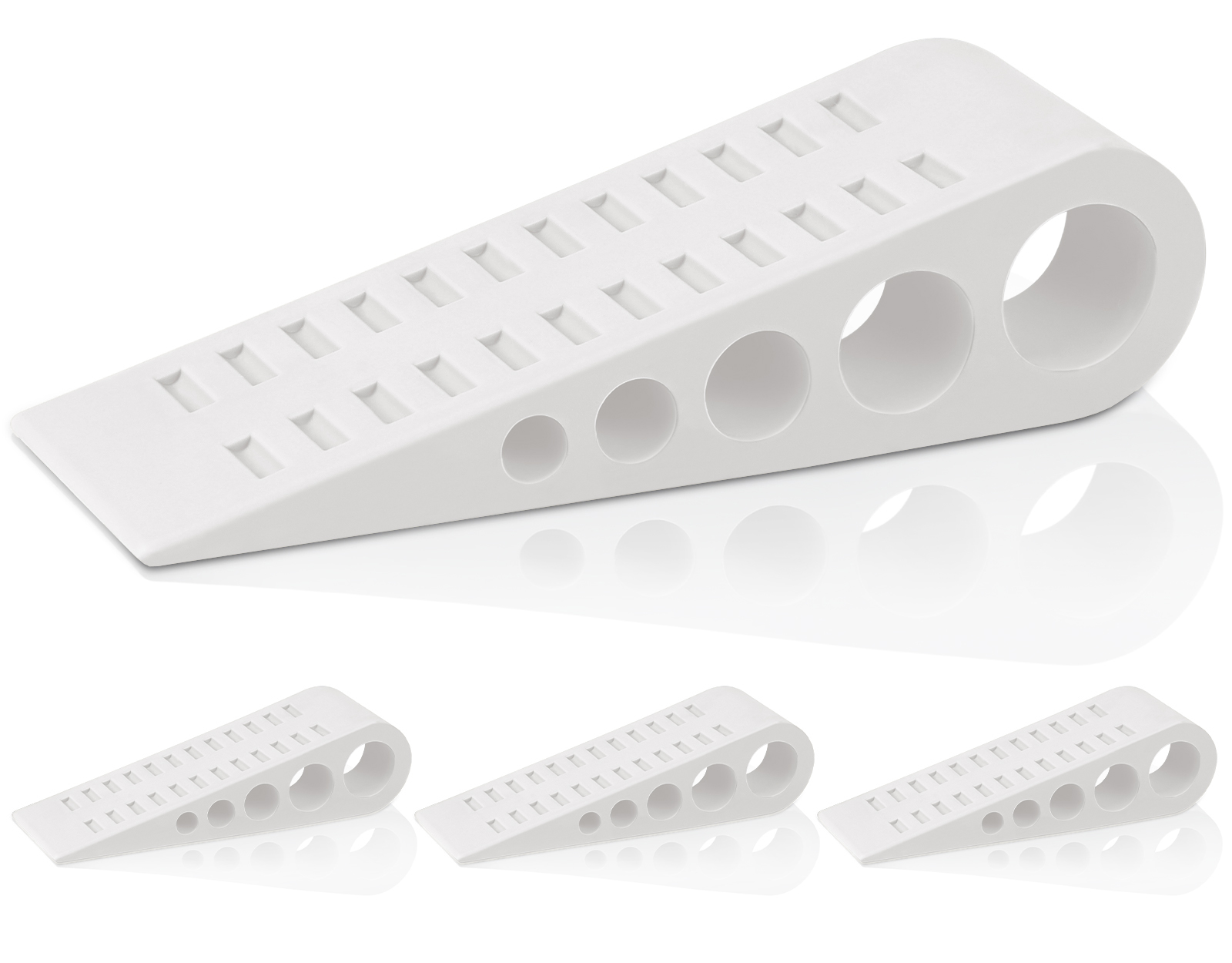 4 Pack Door Stops for Bottom of Door, Rubber Door Stopper Wedge with Holder, Door Holder to Keep Door Open, Wall Protector for Home & Office & School, White